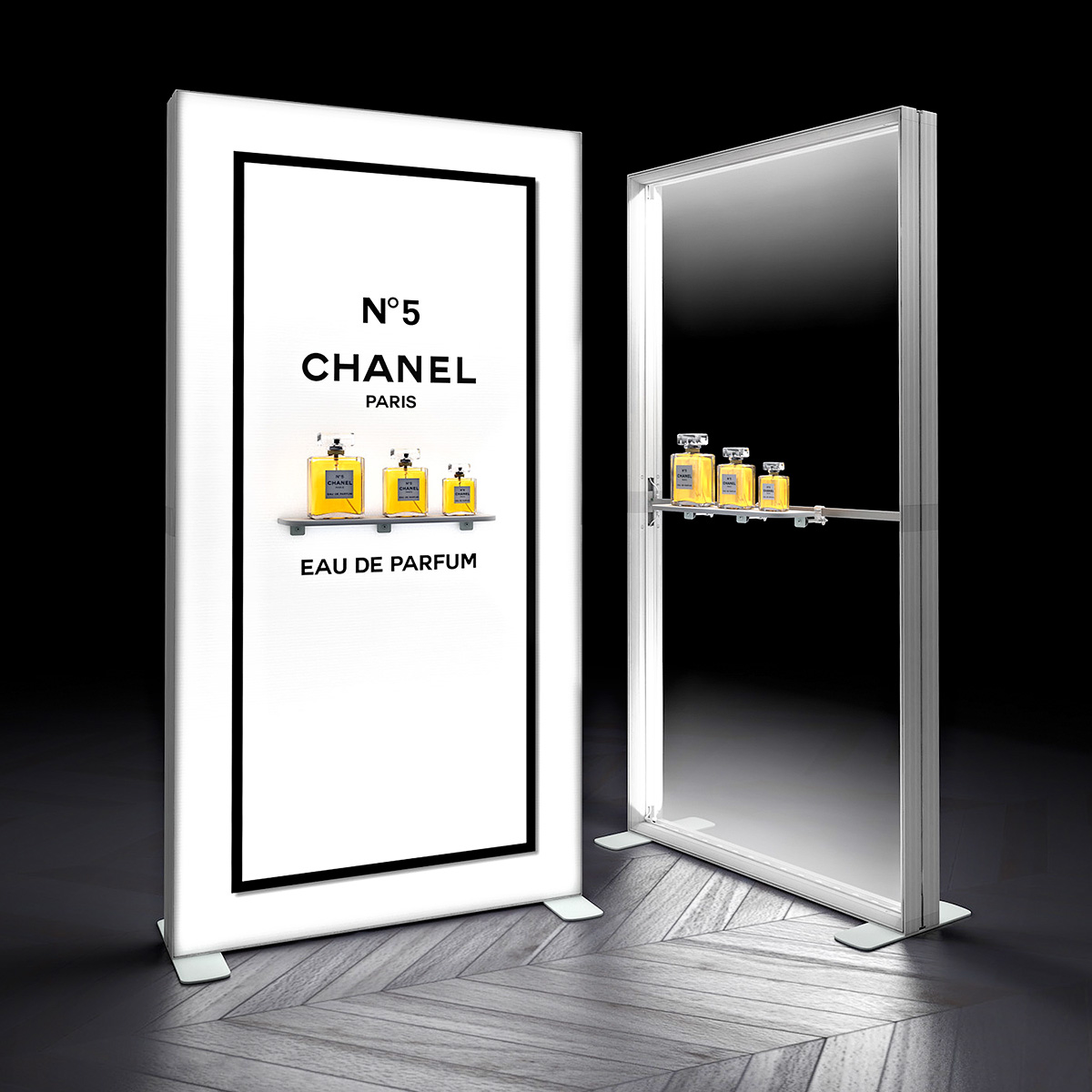 Chanel Retail Display Lightbox Magnetic Floating Shelf