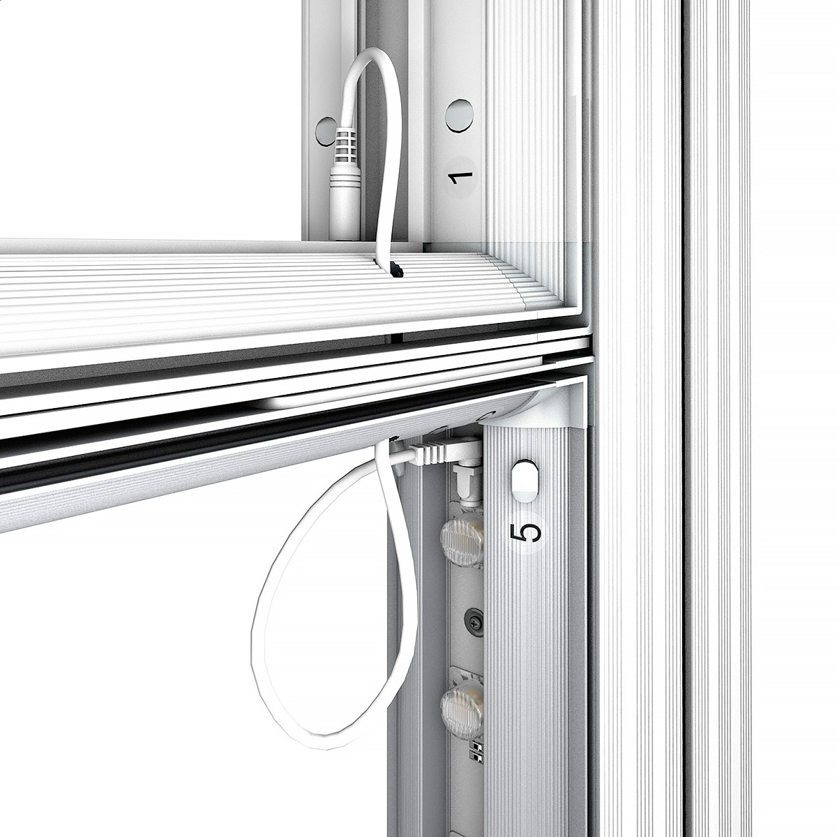 LED Lightbox Exhibition Stand Storage Cupboard Assembly Power Cable Installation