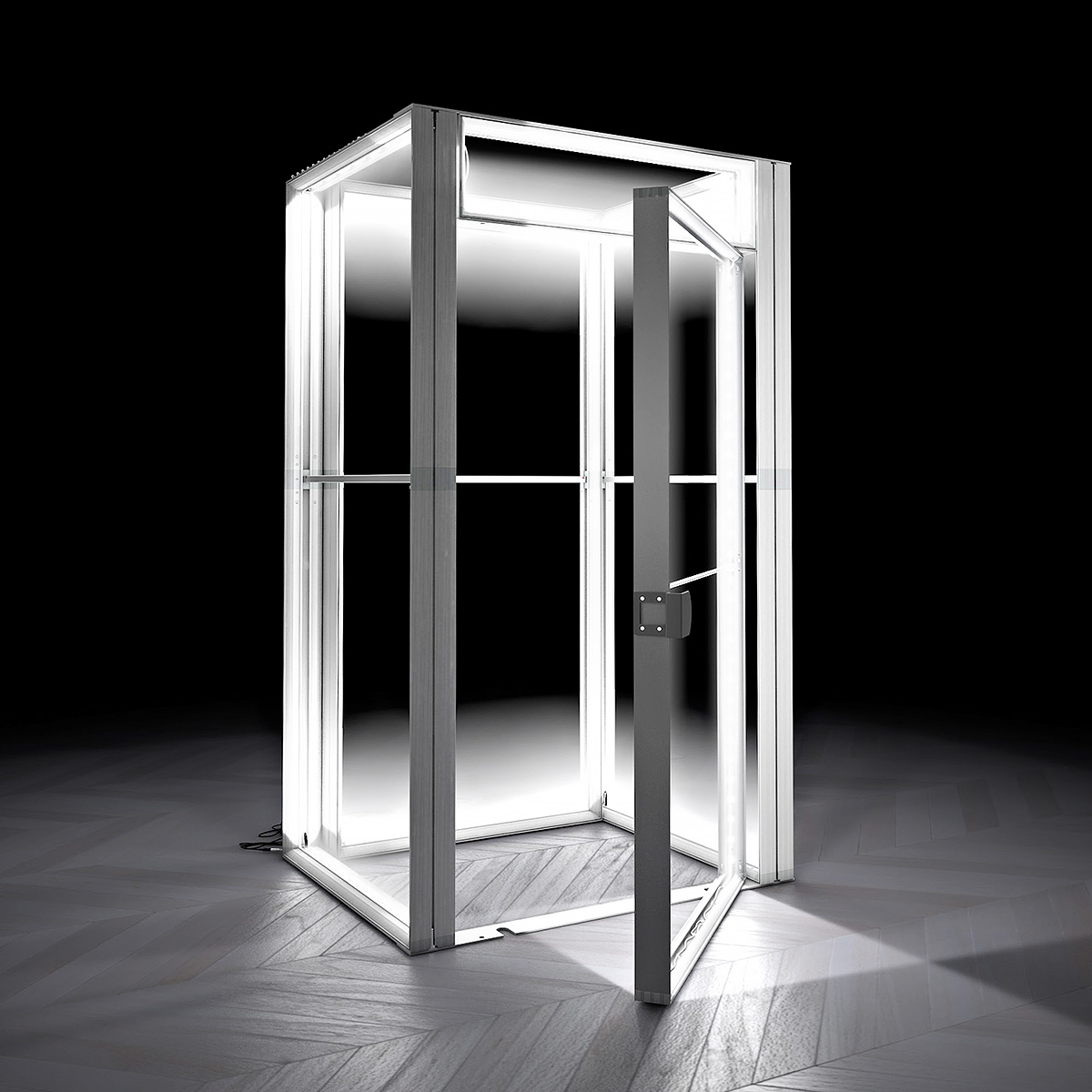 FABRILUX® LED Lightbox Exhibition Stand Storage Cupboard 4 Sided Kit White TFS Frame Only Illuminated