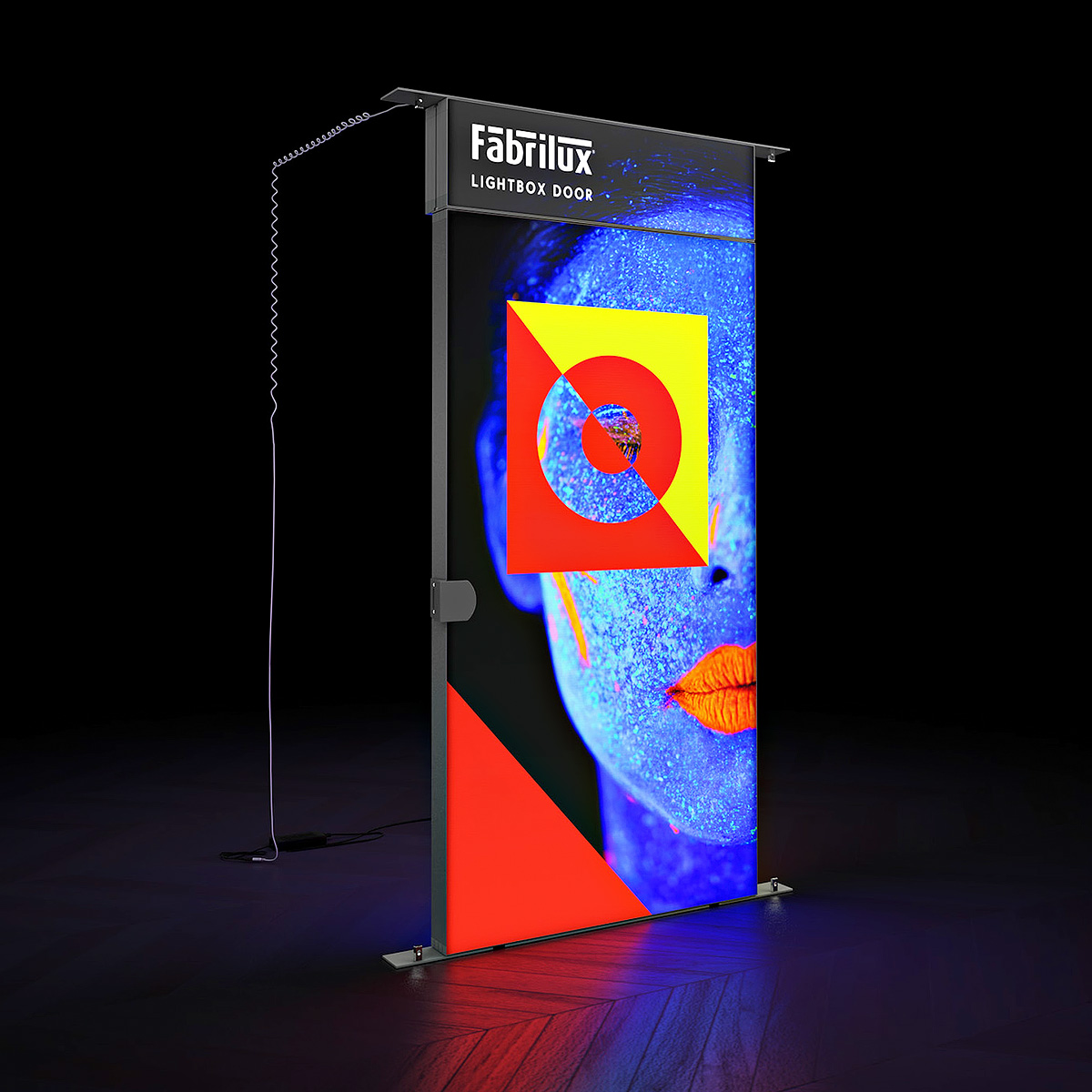 LED Lightbox Exhibition Stand Storage Cupboard White SEG Frame Illuminated Light Box Door With SEG Fabric Graphics